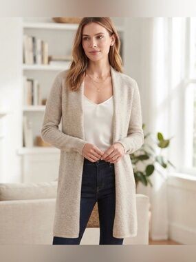 Minnie Rose gray  Open-Front Long Cardigan size XS cashmere